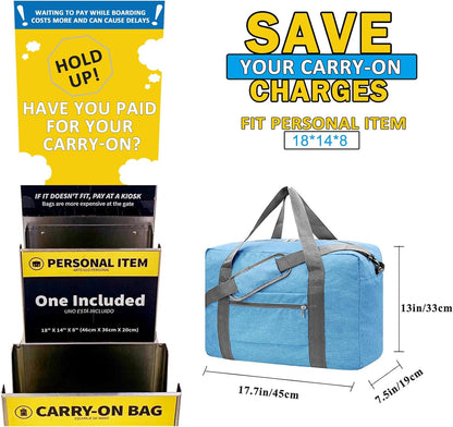 For Spirit Airlines Personal Item Bag 18x14x8 Foldable Carry on Bags for Airplanes Travel Duffel Bags for Women and Men