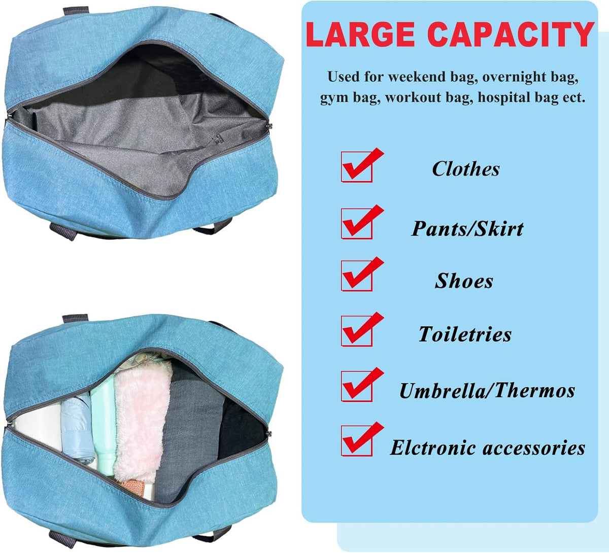 For Spirit Airlines Personal Item Bag 18x14x8 Foldable Carry on Bags for Airplanes Travel Duffel Bags for Women and Men