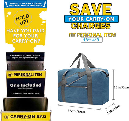 For Spirit Airlines Personal Item Bag 18x14x8 Foldable Carry on Bags for Airplanes Travel Duffel Bags for Women and Men