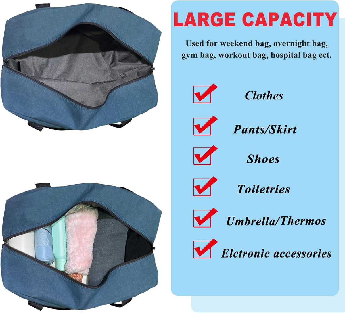 For Spirit Airlines Personal Item Bag 18x14x8 Foldable Carry on Bags for Airplanes Travel Duffel Bags for Women and Men