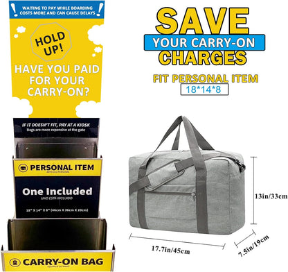 For Spirit Airlines Personal Item Bag 18x14x8 Foldable Carry on Bags for Airplanes Travel Duffel Bags for Women and Men