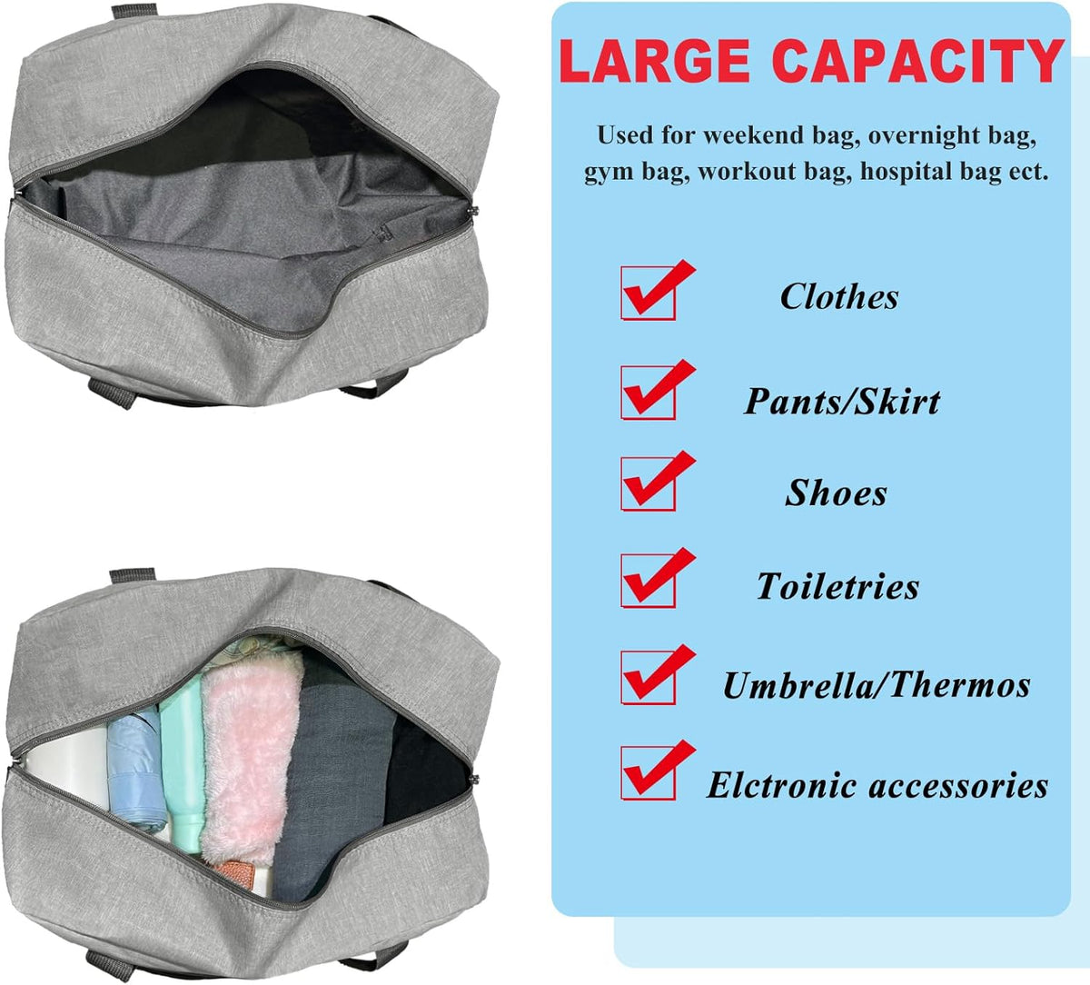 For Spirit Airlines Personal Item Bag 18x14x8 Foldable Carry on Bags for Airplanes Travel Duffel Bags for Women and Men