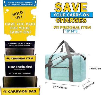 For Spirit Airlines Personal Item Bag 18x14x8 Foldable Carry on Bags for Airplanes Travel Duffel Bags for Women and Men