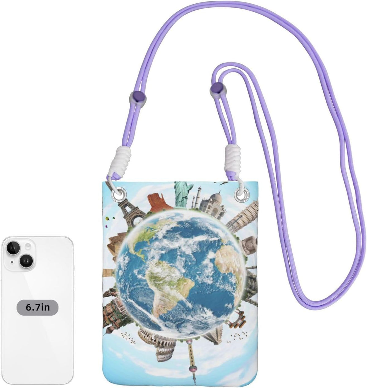 World Travel for Crossbody Phone Bag, Small & Lightweight Crossbody Purse for Women with Adjustable Strap, Water-Resistant Daily Commuter Bag for Phone, Wallet, Keys