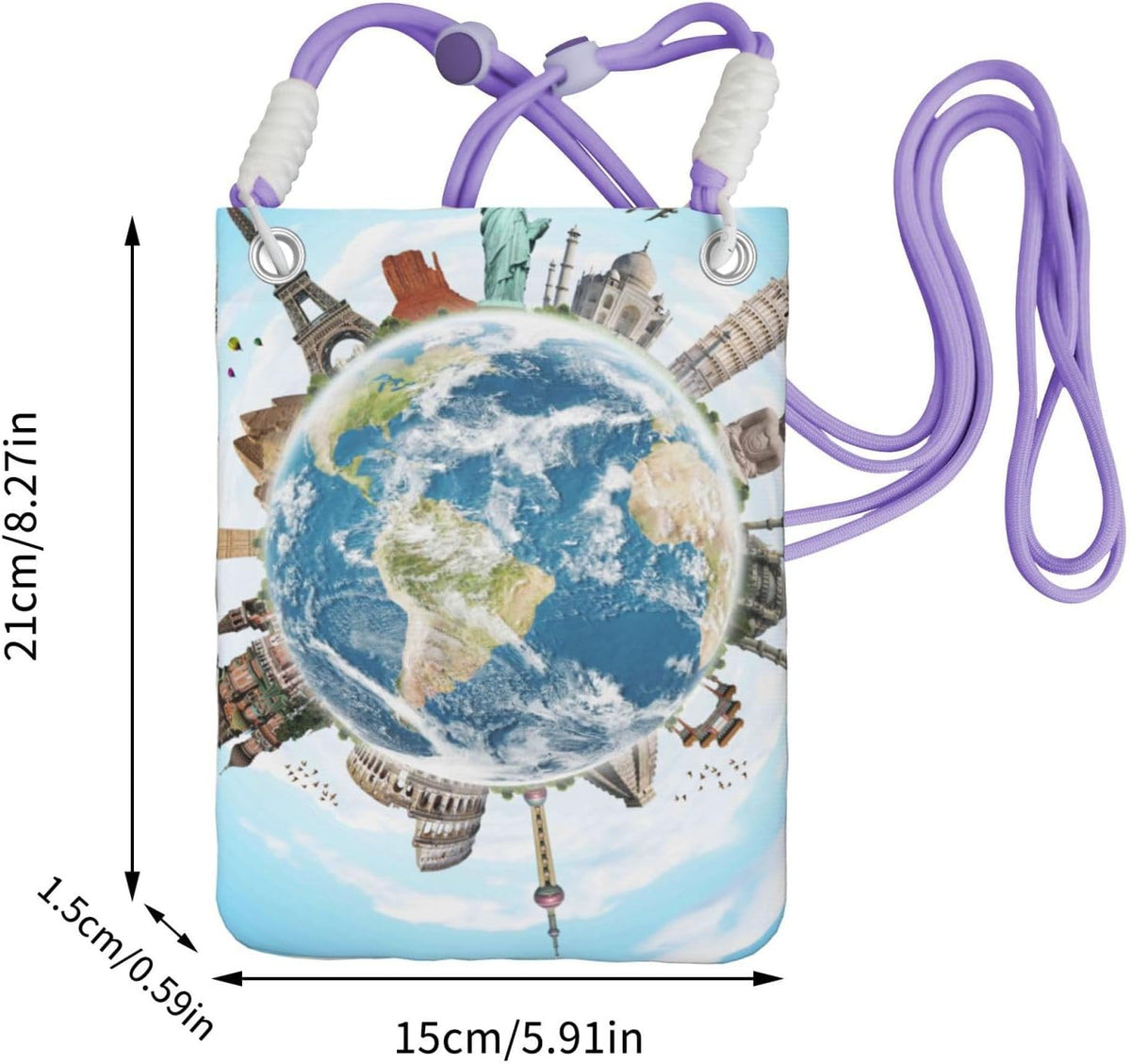 World Travel for Crossbody Phone Bag, Small & Lightweight Crossbody Purse for Women with Adjustable Strap, Water-Resistant Daily Commuter Bag for Phone, Wallet, Keys
