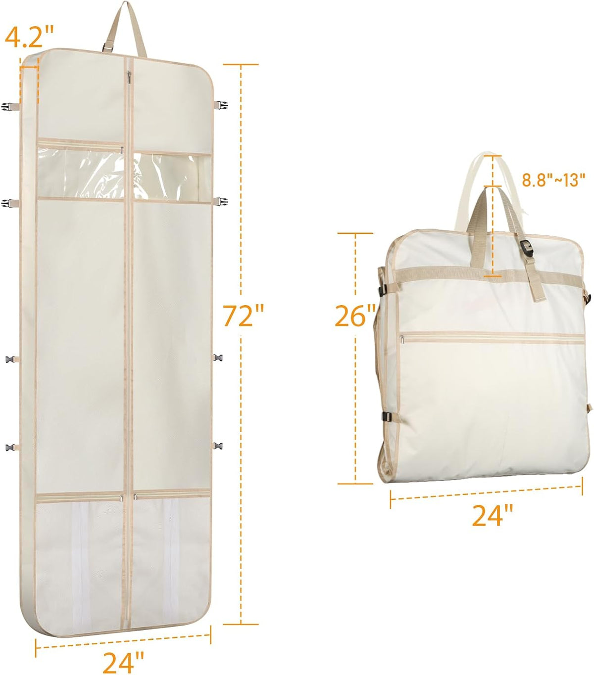 48 Inch Garment Bags for Travel Heavy Duty Travel Suit Bag for Men Women with Buckles & Shoulder Strap Garment Bags for Hanging Clothes, Black