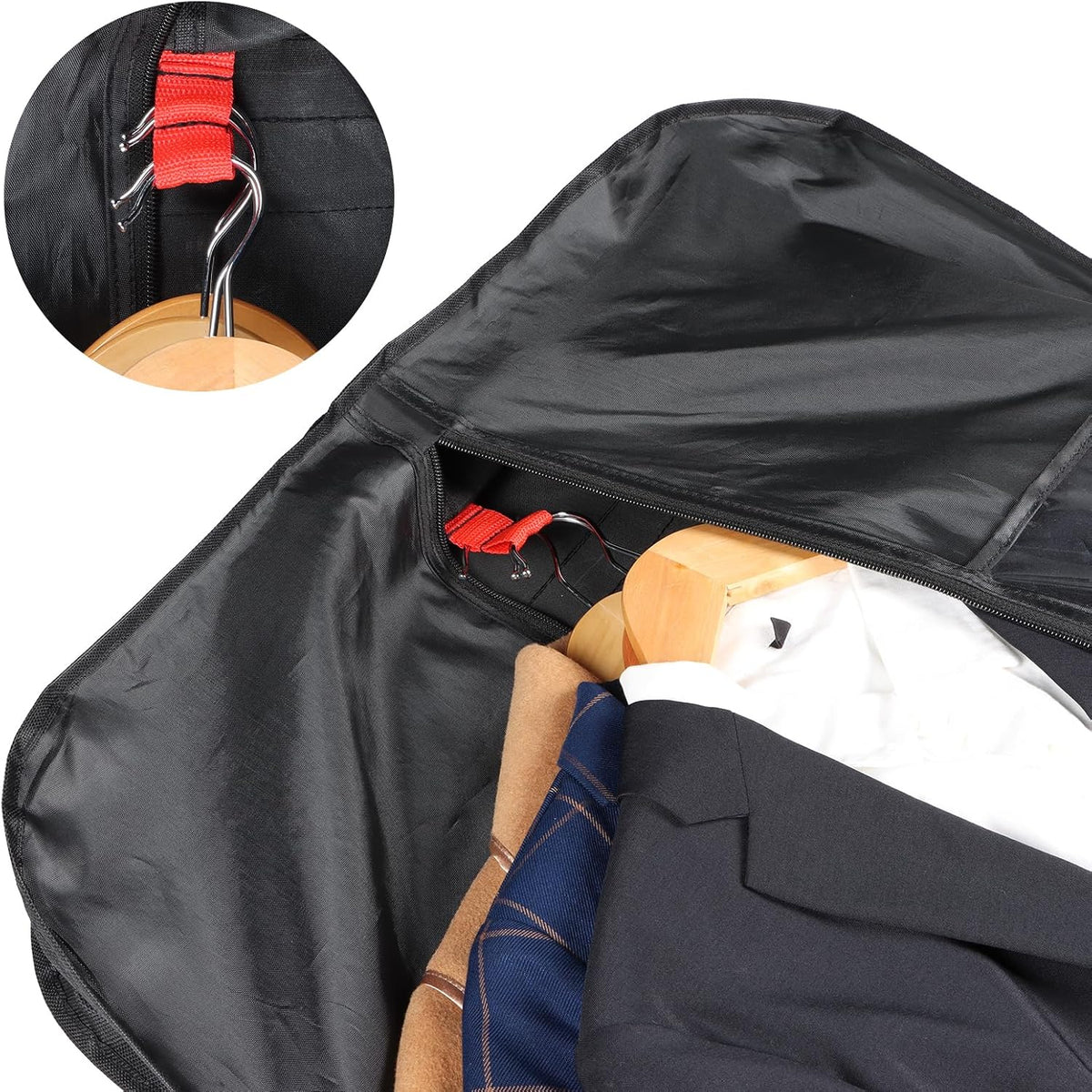 48 Inch Garment Bags for Travel Heavy Duty Travel Suit Bag for Men Women with Buckles & Shoulder Strap Garment Bags for Hanging Clothes, Black