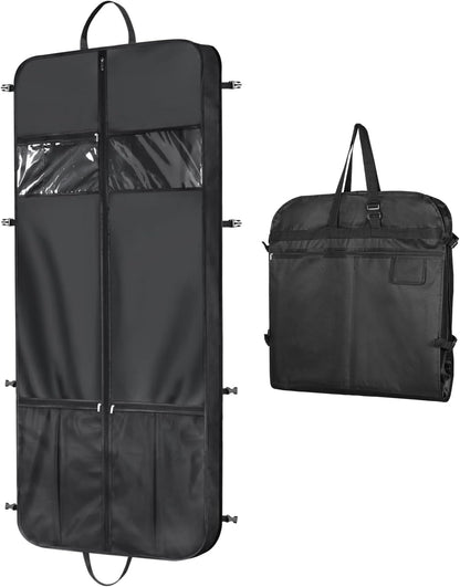 48 Inch Garment Bags for Travel Heavy Duty Travel Suit Bag for Men Women with Buckles & Shoulder Strap Garment Bags for Hanging Clothes, Black
