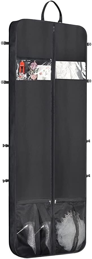 48 Inch Garment Bags for Travel Heavy Duty Travel Suit Bag for Men Women with Buckles & Shoulder Strap Garment Bags for Hanging Clothes, Black