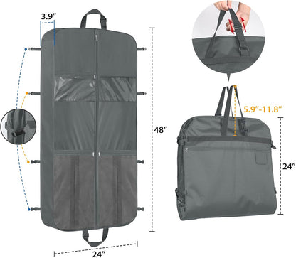 48 Inch Garment Bags for Travel Heavy Duty Travel Suit Bag for Men Women with Buckles & Shoulder Strap Garment Bags for Hanging Clothes, Black
