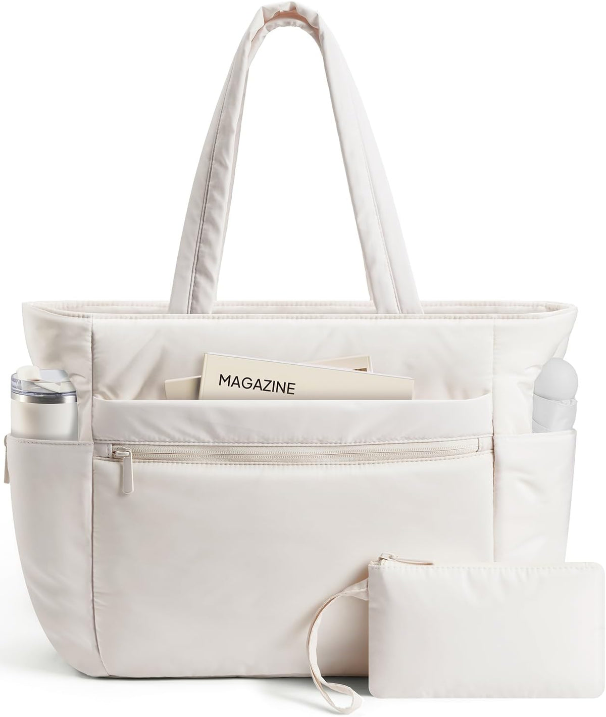 Tote Bag for Women Puffer Travel Carry On Bags with Laptop Compartment & Cup Holder Work Tote for Weekend Overnight