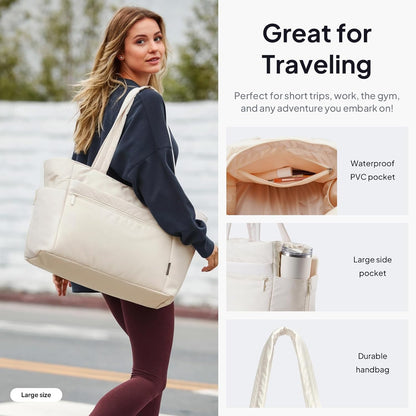 Tote Bag for Women Puffer Travel Carry On Bags with Laptop Compartment & Cup Holder Work Tote for Weekend Overnight