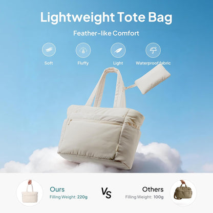 Tote Bag for Women Puffer Travel Carry On Bags with Laptop Compartment & Cup Holder Work Tote for Weekend Overnight