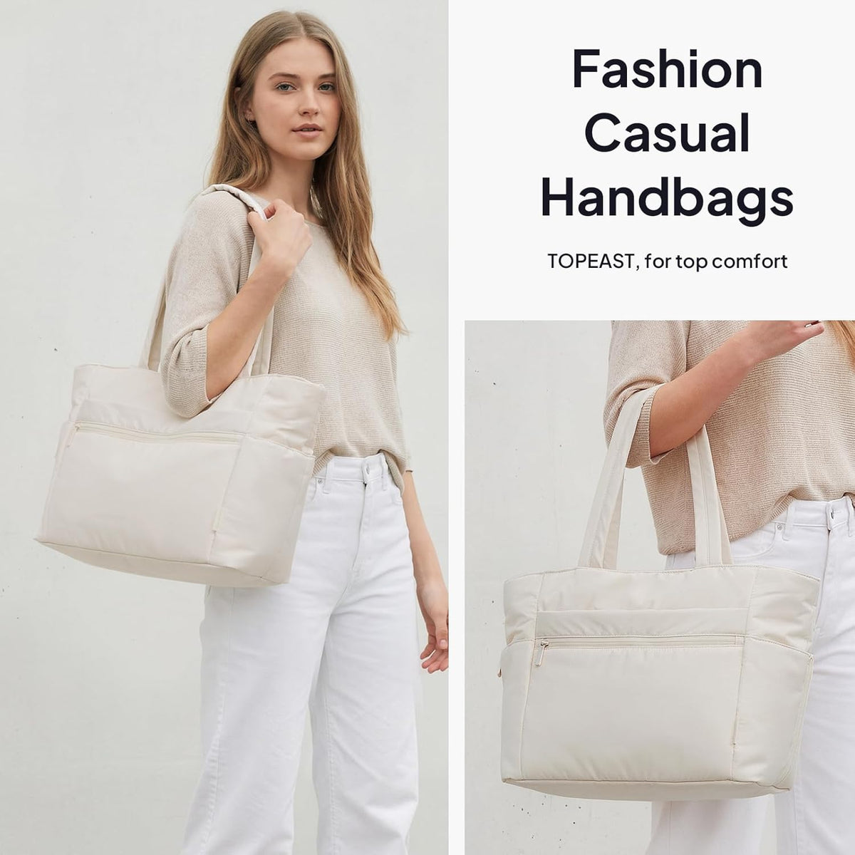 Tote Bag for Women Puffer Travel Carry On Bags with Laptop Compartment & Cup Holder Work Tote for Weekend Overnight