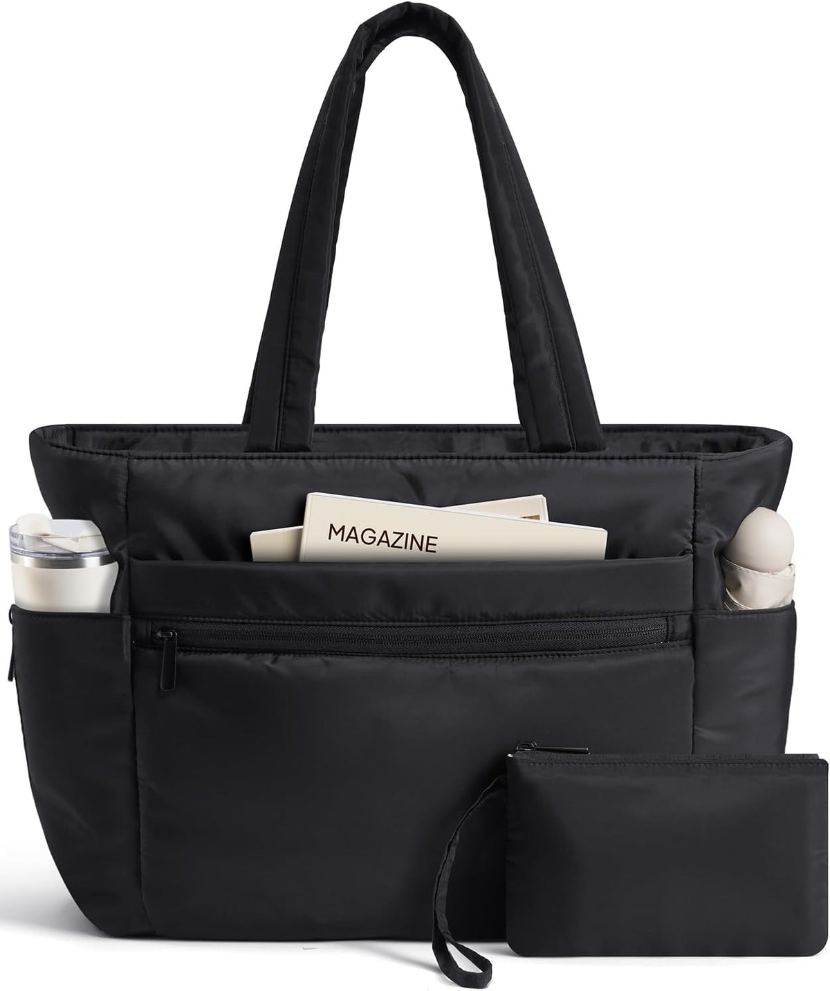 Tote Bag for Women Puffer Travel Carry On Bags with Laptop Compartment & Cup Holder Work Tote for Weekend Overnight