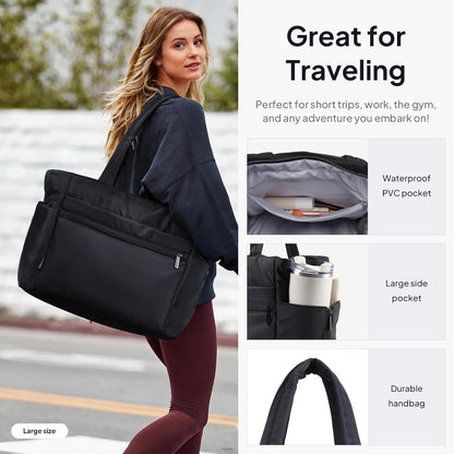 Tote Bag for Women Puffer Travel Carry On Bags with Laptop Compartment & Cup Holder Work Tote for Weekend Overnight