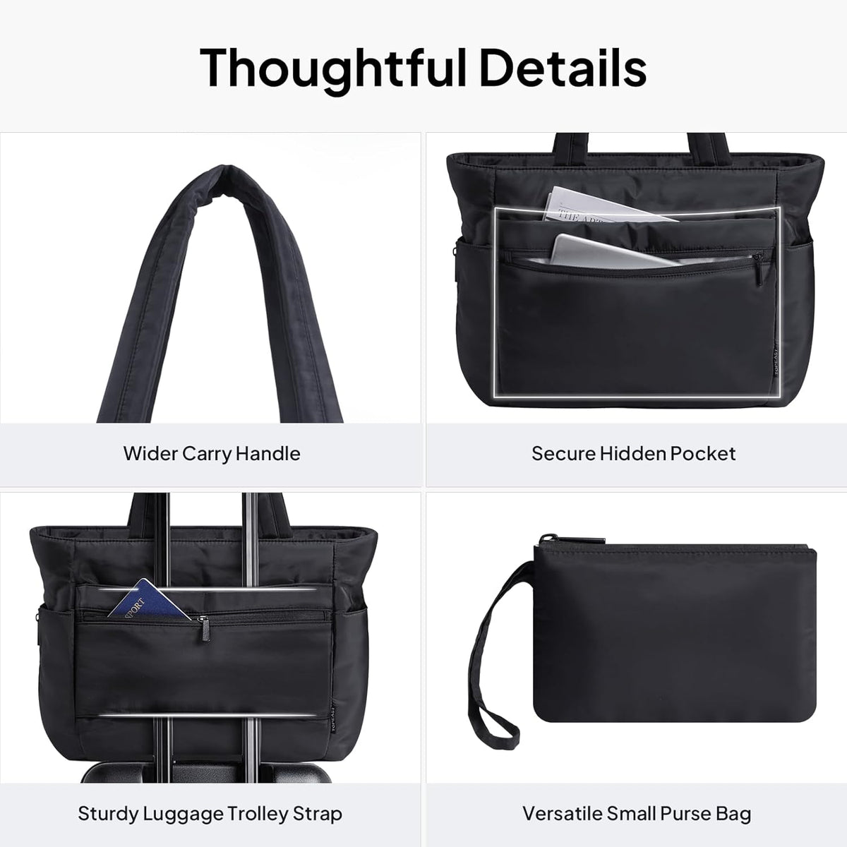 Tote Bag for Women Puffer Travel Carry On Bags with Laptop Compartment & Cup Holder Work Tote for Weekend Overnight