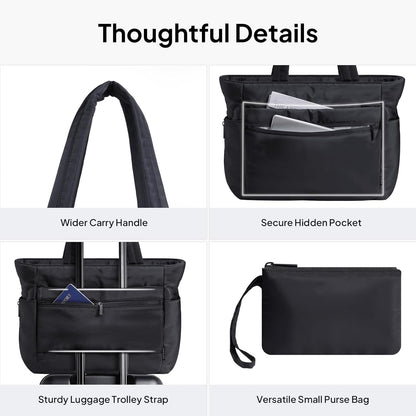 Tote Bag for Women Puffer Travel Carry On Bags with Laptop Compartment & Cup Holder Work Tote for Weekend Overnight
