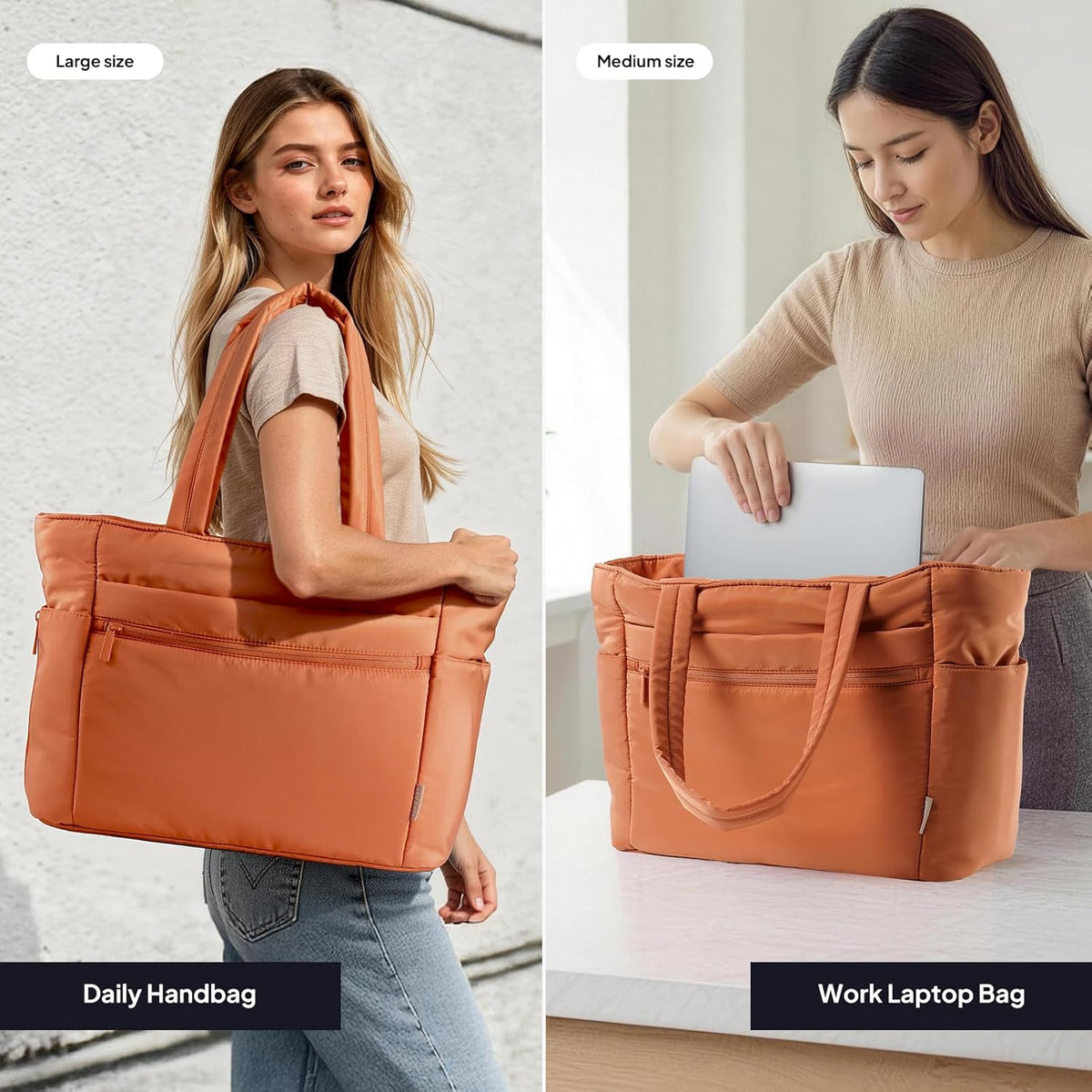 Tote Bag for Women Puffer Travel Carry On Bags with Laptop Compartment & Cup Holder Work Tote for Weekend Overnight