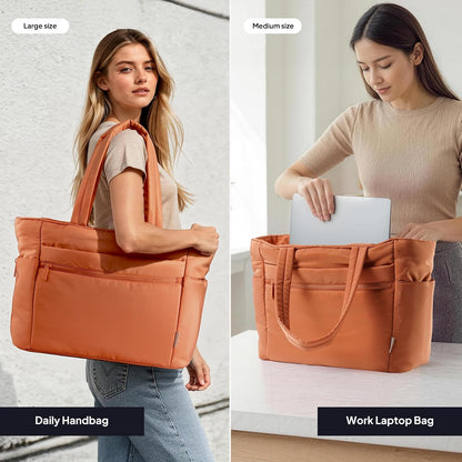 Tote Bag for Women Puffer Travel Carry On Bags with Laptop Compartment & Cup Holder Work Tote for Weekend Overnight