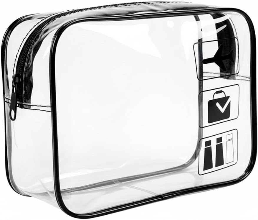 Clear Toiletry Bag, Travel Cosmetic Bag for Women & Men, Transparent Makeup Organizer with Top Zipper for Shampoo, Toothbrush & Liquids