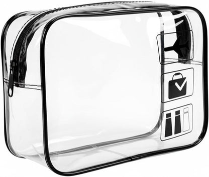 Clear Toiletry Bag, Travel Cosmetic Bag for Women & Men, Transparent Makeup Organizer with Top Zipper for Shampoo, Toothbrush & Liquids