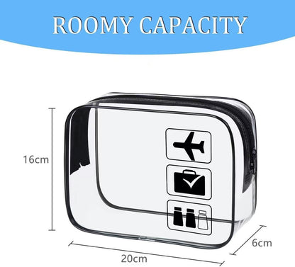 Clear Toiletry Bag, Travel Cosmetic Bag for Women & Men, Transparent Makeup Organizer with Top Zipper for Shampoo, Toothbrush & Liquids