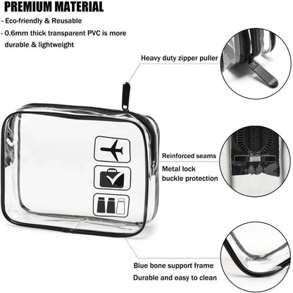 Clear Toiletry Bag, Travel Cosmetic Bag for Women & Men, Transparent Makeup Organizer with Top Zipper for Shampoo, Toothbrush & Liquids