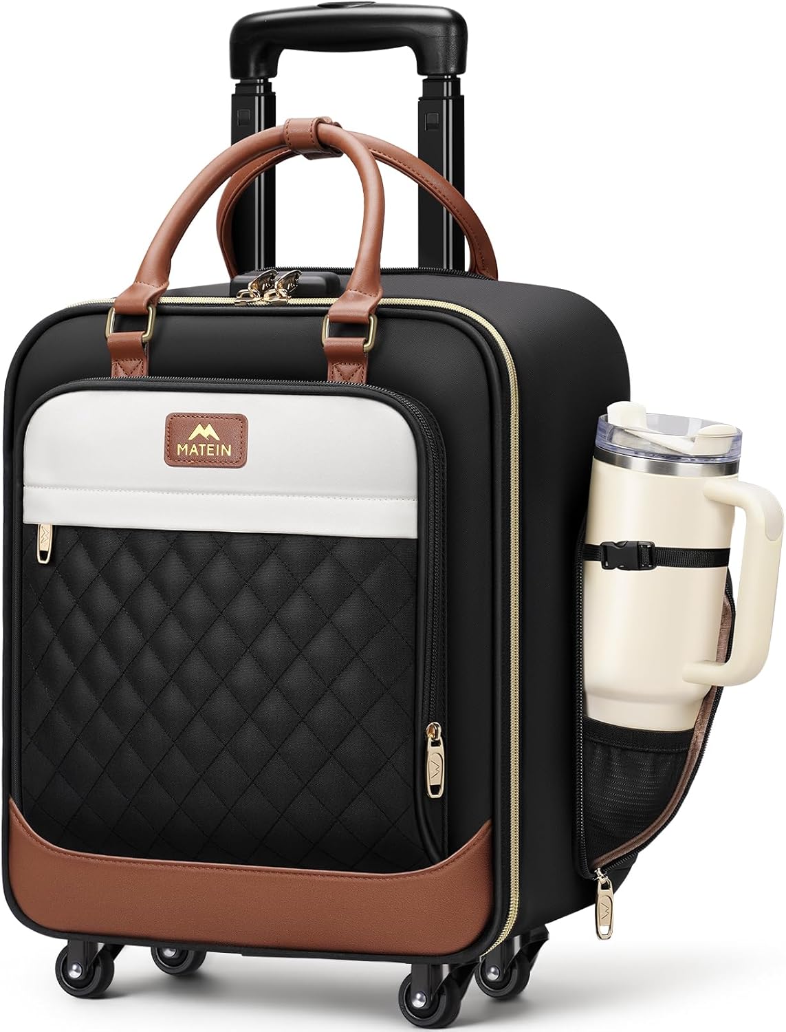 Underseat Carry On Luggage with Wheels, 16" Rolling Underseat Bag | Spinner Wheels, Wheeled Briefcase, 18x14x8 Personal Item Travel Bag, Airline Approved, Small Roller Suitcase, For Travel Work