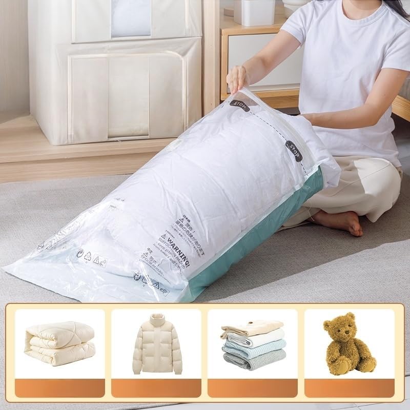 Vacuum Storage Bags for Clothing - 6 Pack Roll-Up, 40×60cm (15.7"×23.6"), No Vacuum Needed, Compression Packing Bags for Clothes, Carry-On Luggage, Camping, and Travel