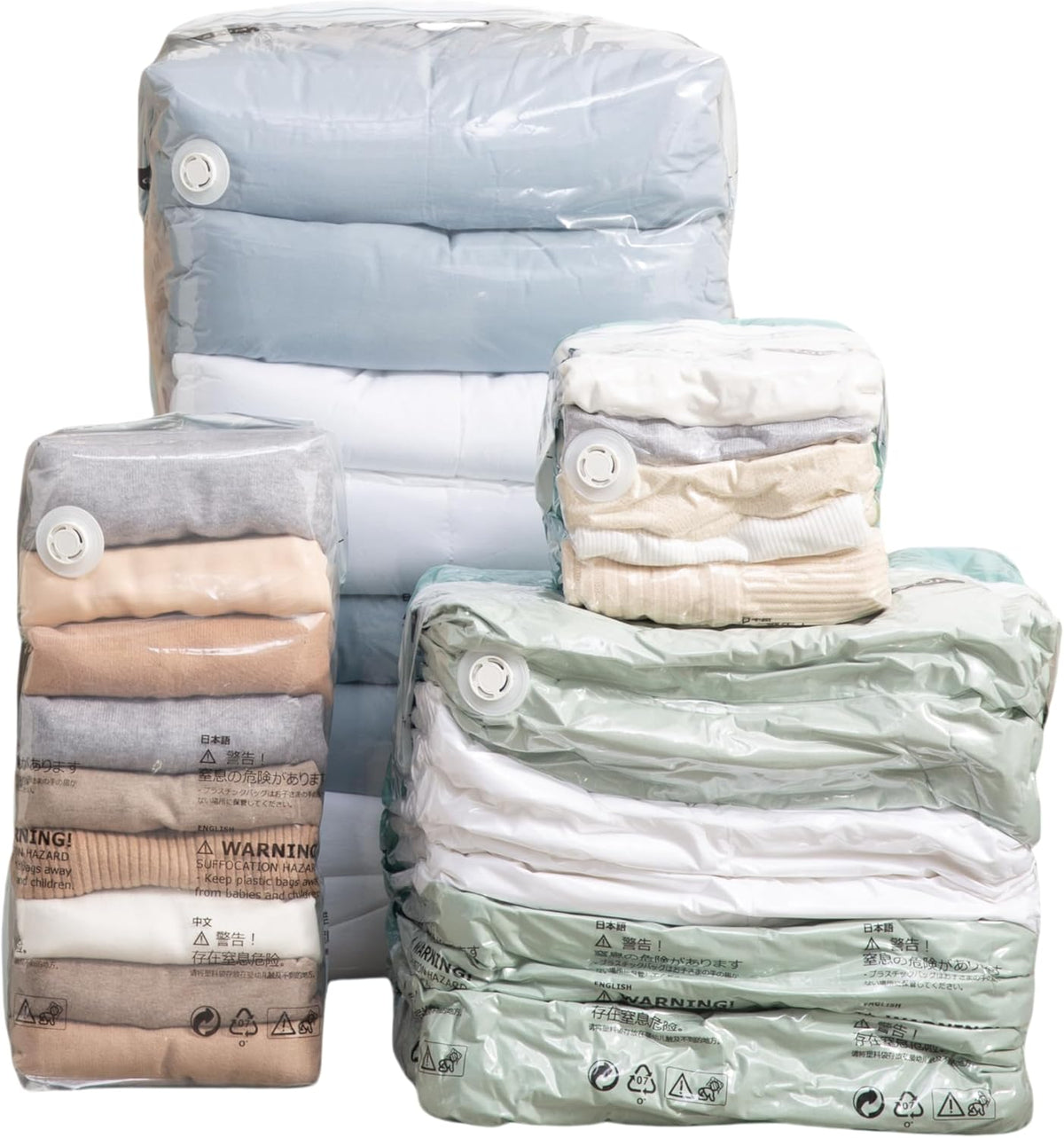 Vacuum Storage Bags for Clothing - 6 Pack Roll-Up, 40×60cm (15.7"×23.6"), No Vacuum Needed, Compression Packing Bags for Clothes, Carry-On Luggage, Camping, and Travel