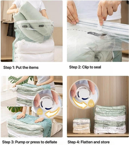 Vacuum Storage Bags for Clothing - 6 Pack Roll-Up, 40×60cm (15.7"×23.6"), No Vacuum Needed, Compression Packing Bags for Clothes, Carry-On Luggage, Camping, and Travel
