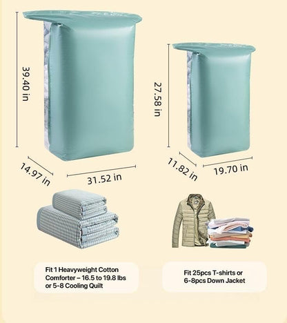 Vacuum Storage Bags for Clothing - 6 Pack Roll-Up, 40×60cm (15.7"×23.6"), No Vacuum Needed, Compression Packing Bags for Clothes, Carry-On Luggage, Camping, and Travel