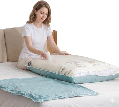 Vacuum Storage Bags for Clothing - 6 Pack Roll-Up, 40×60cm (15.7"×23.6"), No Vacuum Needed, Compression Packing Bags for Clothes, Carry-On Luggage, Camping, and Travel