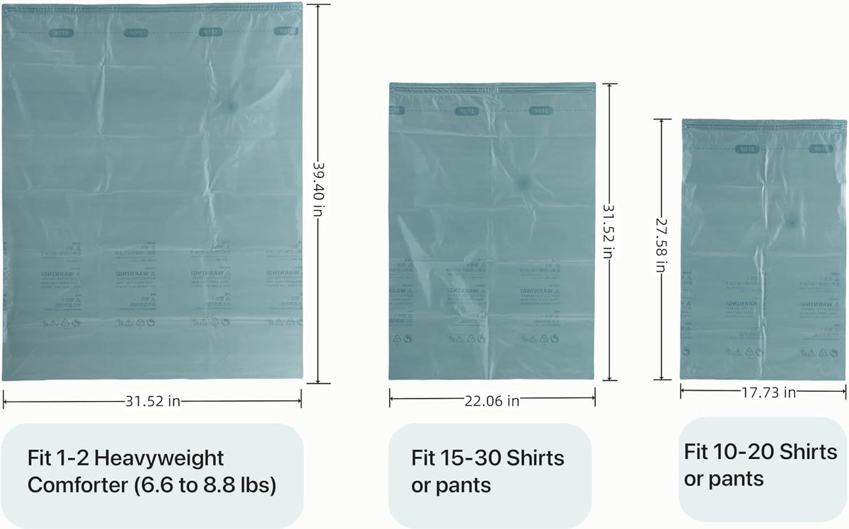 Vacuum Storage Bags for Clothing - 6 Pack Roll-Up, 40×60cm (15.7"×23.6"), No Vacuum Needed, Compression Packing Bags for Clothes, Carry-On Luggage, Camping, and Travel