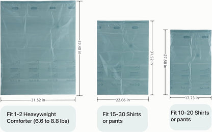 Vacuum Storage Bags for Clothing - 6 Pack Roll-Up, 40×60cm (15.7"×23.6"), No Vacuum Needed, Compression Packing Bags for Clothes, Carry-On Luggage, Camping, and Travel
