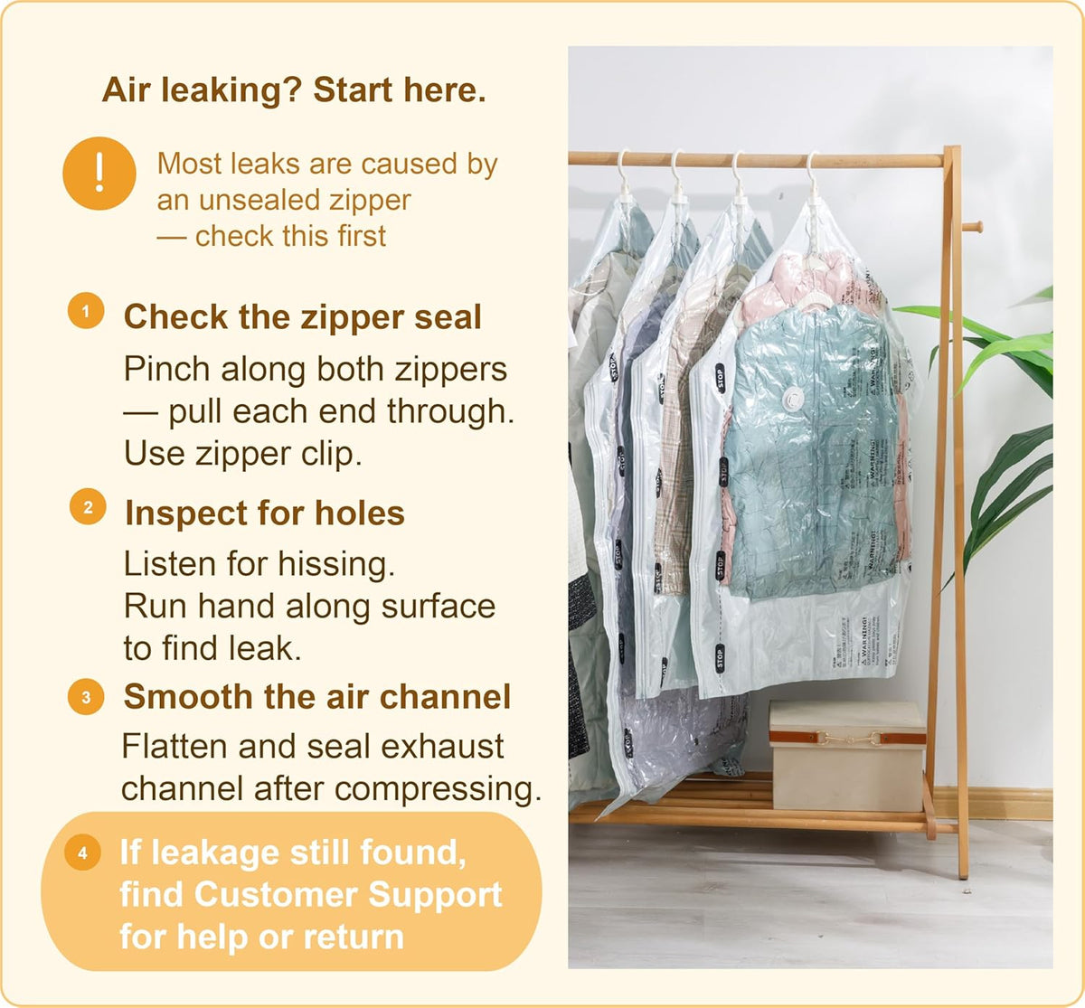 Vacuum Storage Bags for Clothing - 6 Pack Roll-Up, 40×60cm (15.7"×23.6"), No Vacuum Needed, Compression Packing Bags for Clothes, Carry-On Luggage, Camping, and Travel