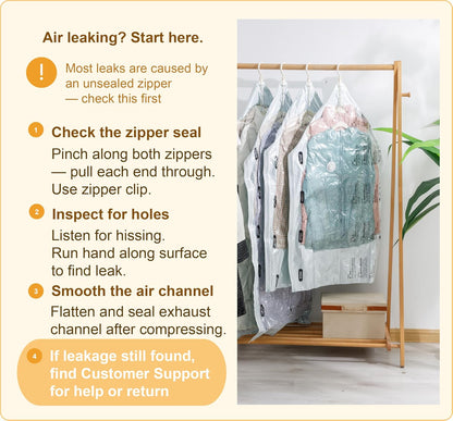 Vacuum Storage Bags for Clothing - 6 Pack Roll-Up, 40×60cm (15.7"×23.6"), No Vacuum Needed, Compression Packing Bags for Clothes, Carry-On Luggage, Camping, and Travel