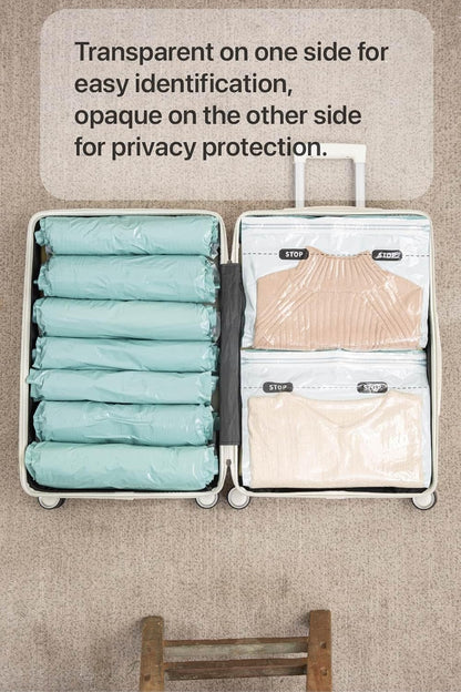 Vacuum Storage Bags for Clothing - 6 Pack Roll-Up, 40×60cm (15.7"×23.6"), No Vacuum Needed, Compression Packing Bags for Clothes, Carry-On Luggage, Camping, and Travel