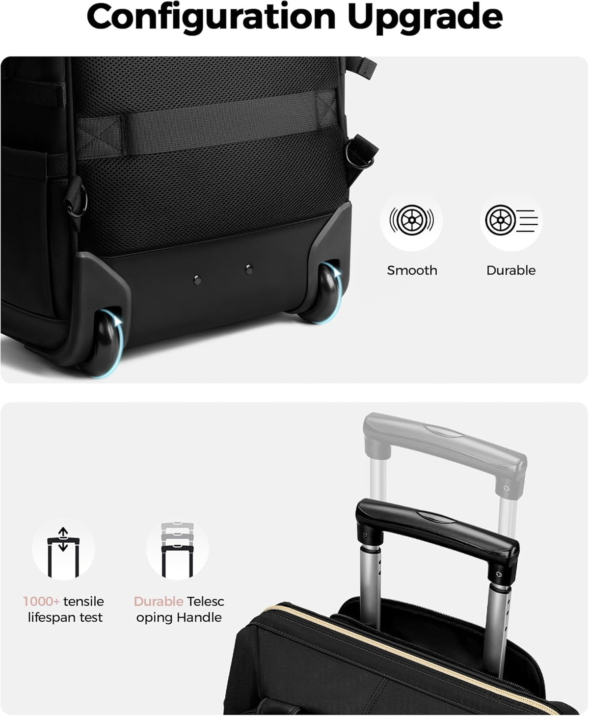 Rolling Backpack for Women,15.6 Inch Travel Backpack with Wheels, Stylish Rolling Laptop Bag with Passport Holder, Dual-Opening Design, Underseat Carry on Luggage for Work College Teacher