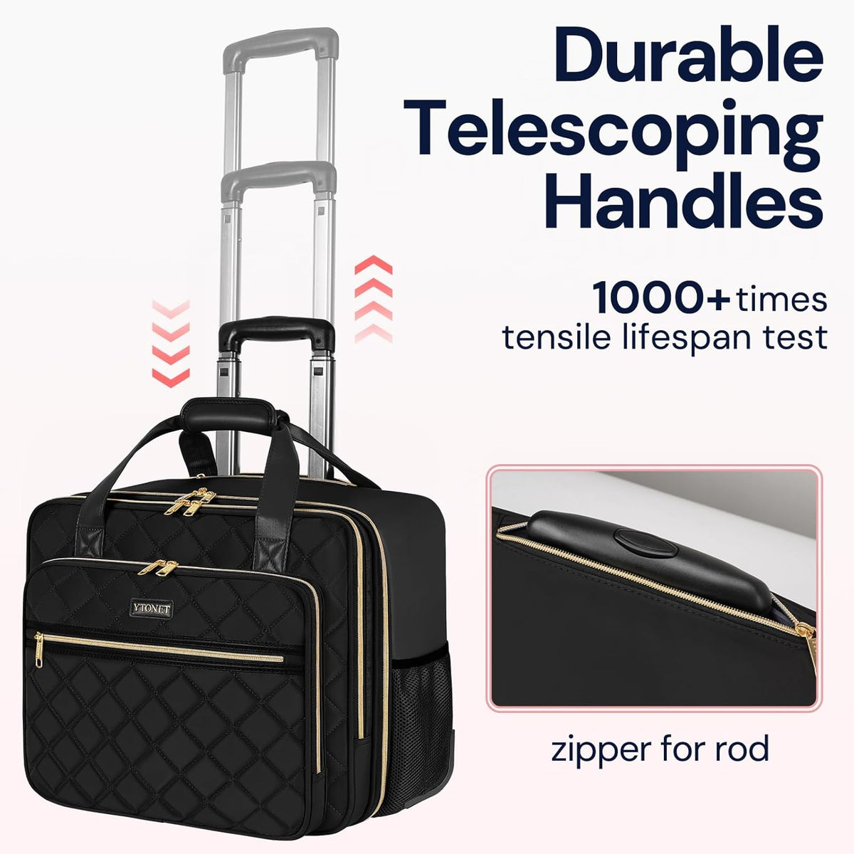 Rolling Backpack for Women,15.6 Inch Travel Backpack with Wheels, Stylish Rolling Laptop Bag with Passport Holder, Dual-Opening Design, Underseat Carry on Luggage for Work College Teacher