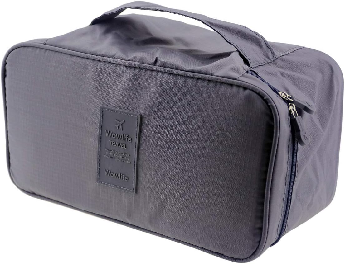 Fashion Portable Multi-Functional Travel Organizer Cosmetic Make-up Bag Luggage Storage Case Bra Underwear Pouch (Grey)