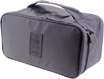 Fashion Portable Multi-Functional Travel Organizer Cosmetic Make-up Bag Luggage Storage Case Bra Underwear Pouch (Grey)