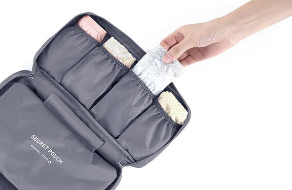 Fashion Portable Multi-Functional Travel Organizer Cosmetic Make-up Bag Luggage Storage Case Bra Underwear Pouch (Grey)
