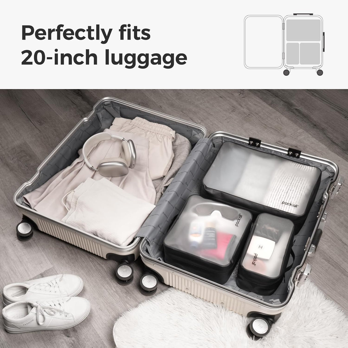 Frosted Clear Organizer Pouch, Lightweight TPU Zipper Bag with Full Opening, Transparent Water-Resistant Toiletry & Gear Storage for Travel, Camping, Hiking and Daily Use (Medium)