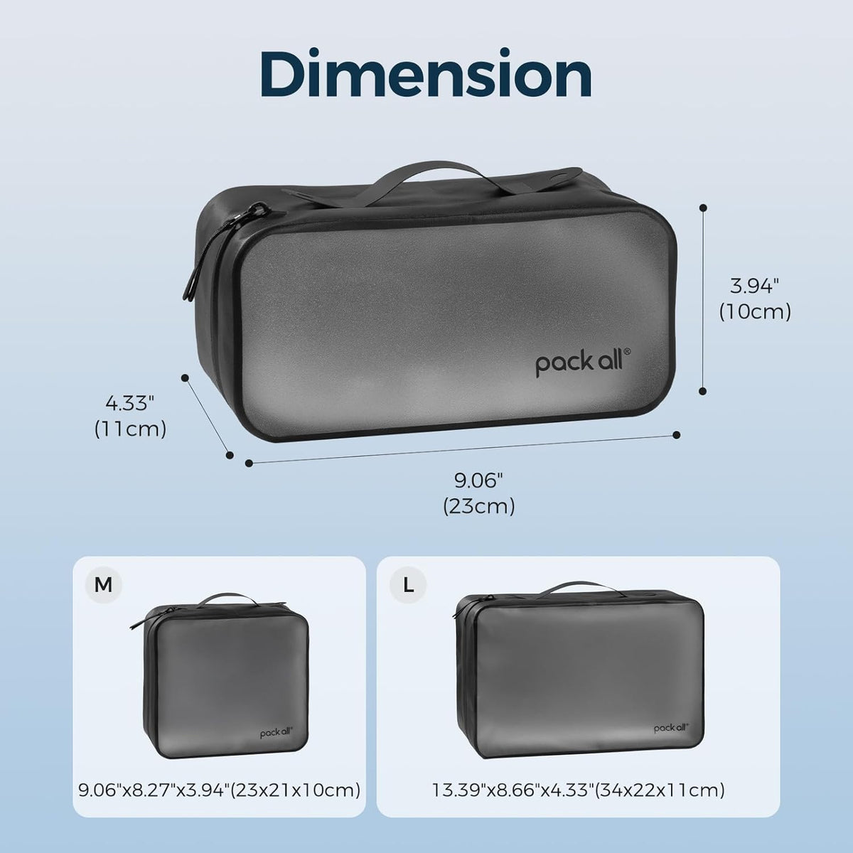 Frosted Clear Organizer Pouch, Lightweight TPU Zipper Bag with Full Opening, Transparent Water-Resistant Toiletry & Gear Storage for Travel, Camping, Hiking and Daily Use (Medium)