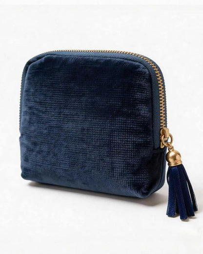 Mini Velvet Travel Jewelry Bag, Jewelry Organizer Pouch | Small Portable Jewelry Case for Earrings Rings Bracelets, Travel Jewelry Organizer, Gift for Women (Blue)