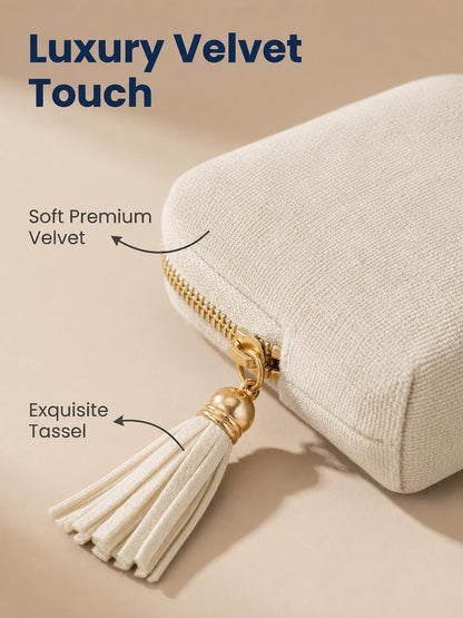 Mini Velvet Travel Jewelry Bag, Jewelry Organizer Pouch | Small Portable Jewelry Case for Earrings Rings Bracelets, Travel Jewelry Organizer, Gift for Women (Blue)
