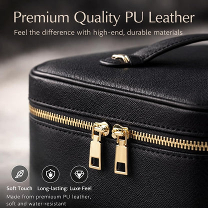Makeup Bag Vanity Case for Women – Portable Cosmetic Bag Makeup Bag Organizer Travel Toiletry Bag with Removable Divider