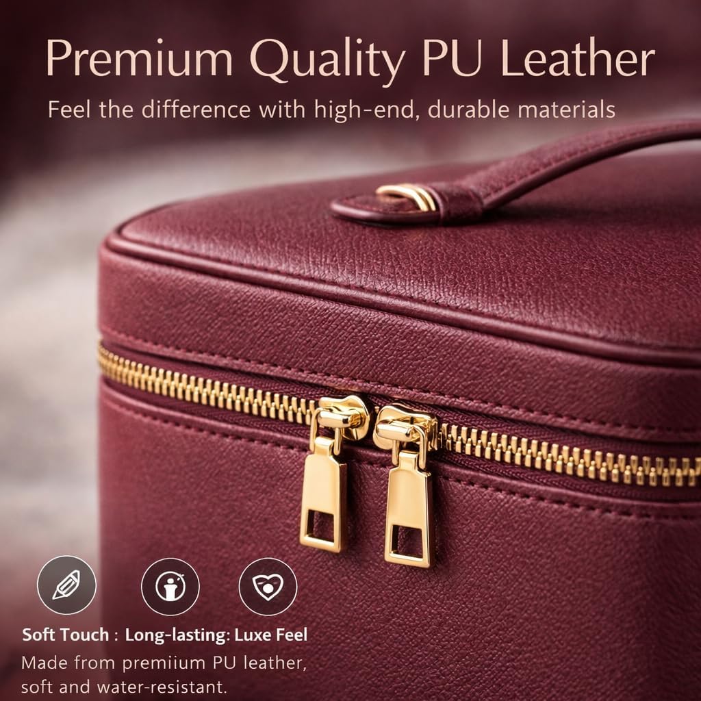 Makeup Bag Vanity Case for Women – Portable Cosmetic Bag Makeup Bag Organizer Travel Toiletry Bag with Removable Divider